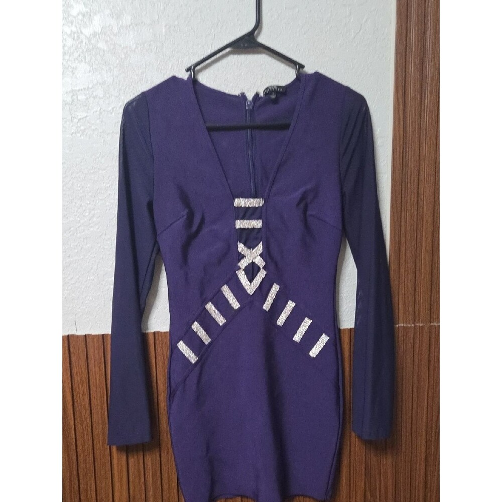 WOW couture Purple Formal Girls Dress with Silver Embellishments Large Sz